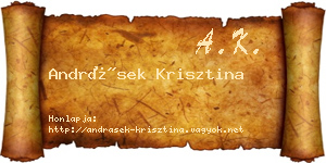 Andrásek Krisztina névjegykártya